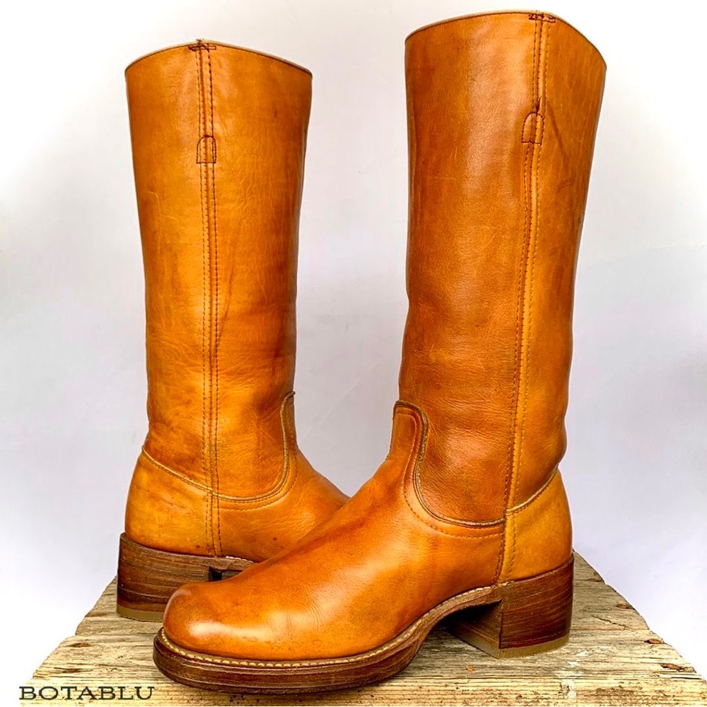 Sold FRYE Vintage Campus True Vintage Black Label Tall Square Toe Western Boots - Picture 9 of 10